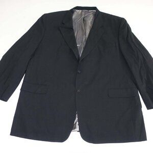 Jack Victor Men's Suit Jacket Size 52 Long Black 100% Wool 2 Button Blazer 52L